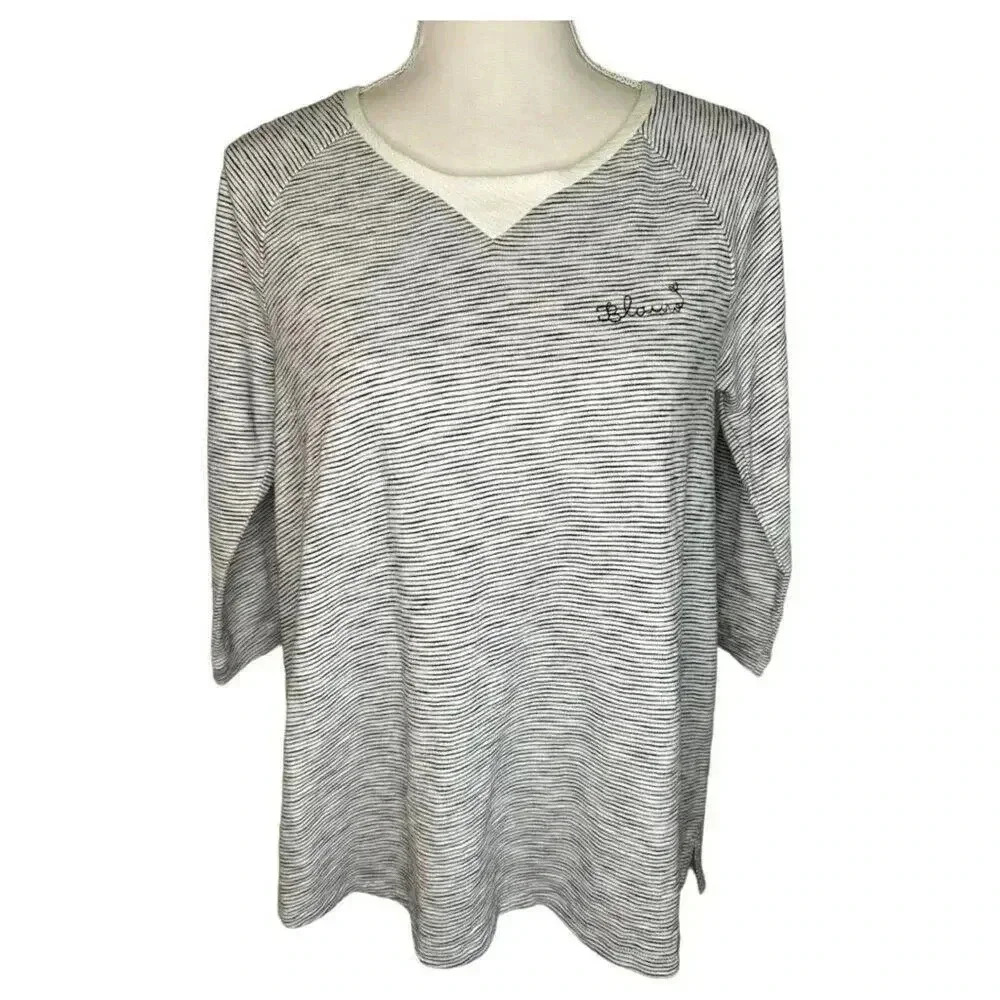 NEW Scotch & Soda Size P (XS)‎ Oversized Blue & White 3/4 Sleeve Top NWT